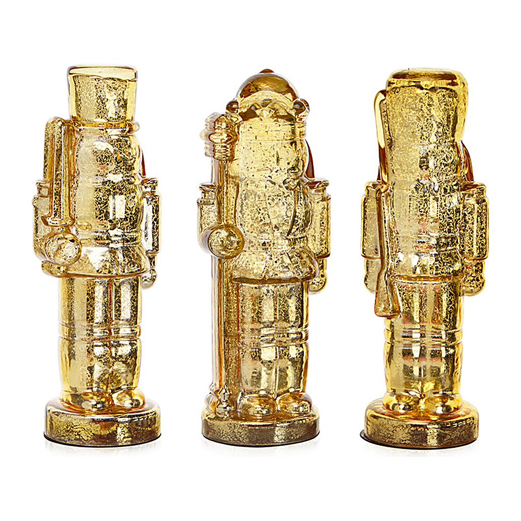 Set 3 Cascanueces Decorativos, Dorado Metálico