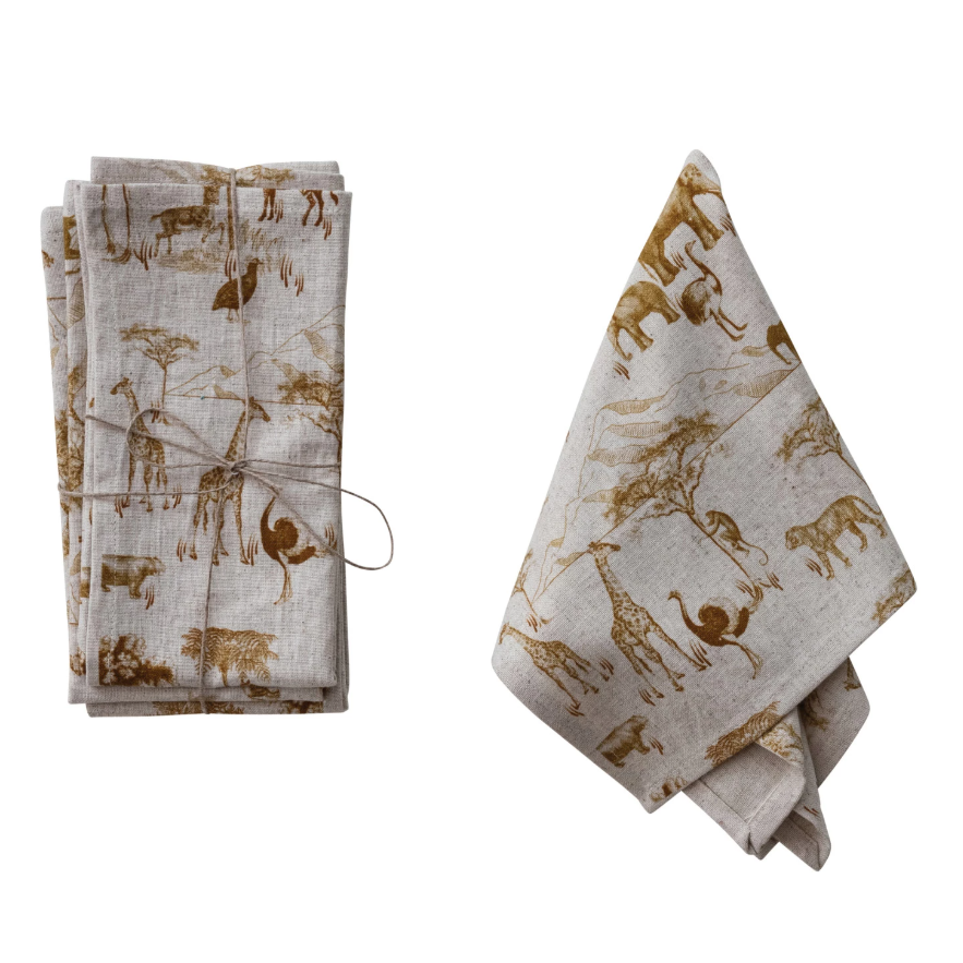 Servilletas de Tela con Diseño de Jirafas Set de 4 Servilletas de Tela con Diseño de Jirafas Set de 4