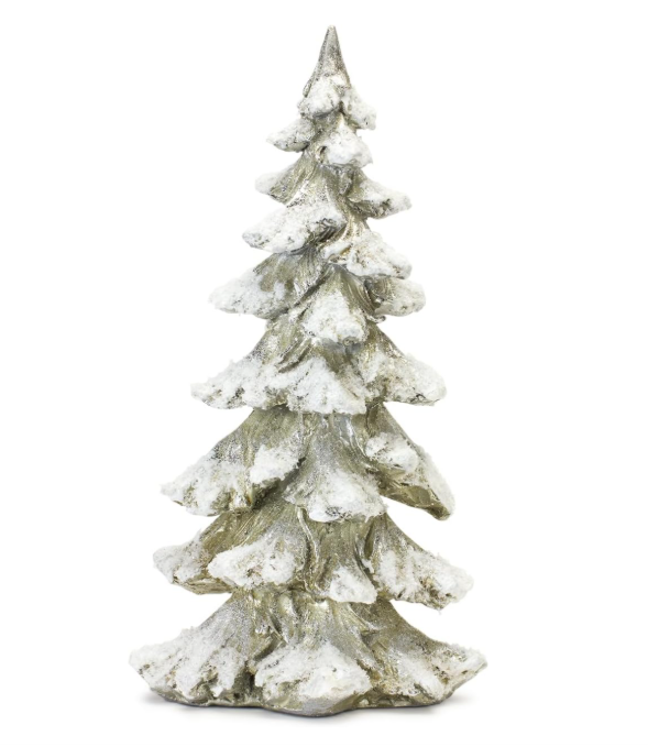 Arbol de Navidad Nevado Dorado 13″