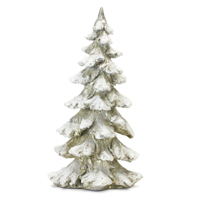 Arbol de Navidad Nevado Dorado 13"