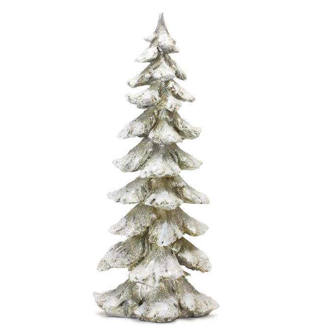 Arbol de Navidad Nevado Dorado 18"
