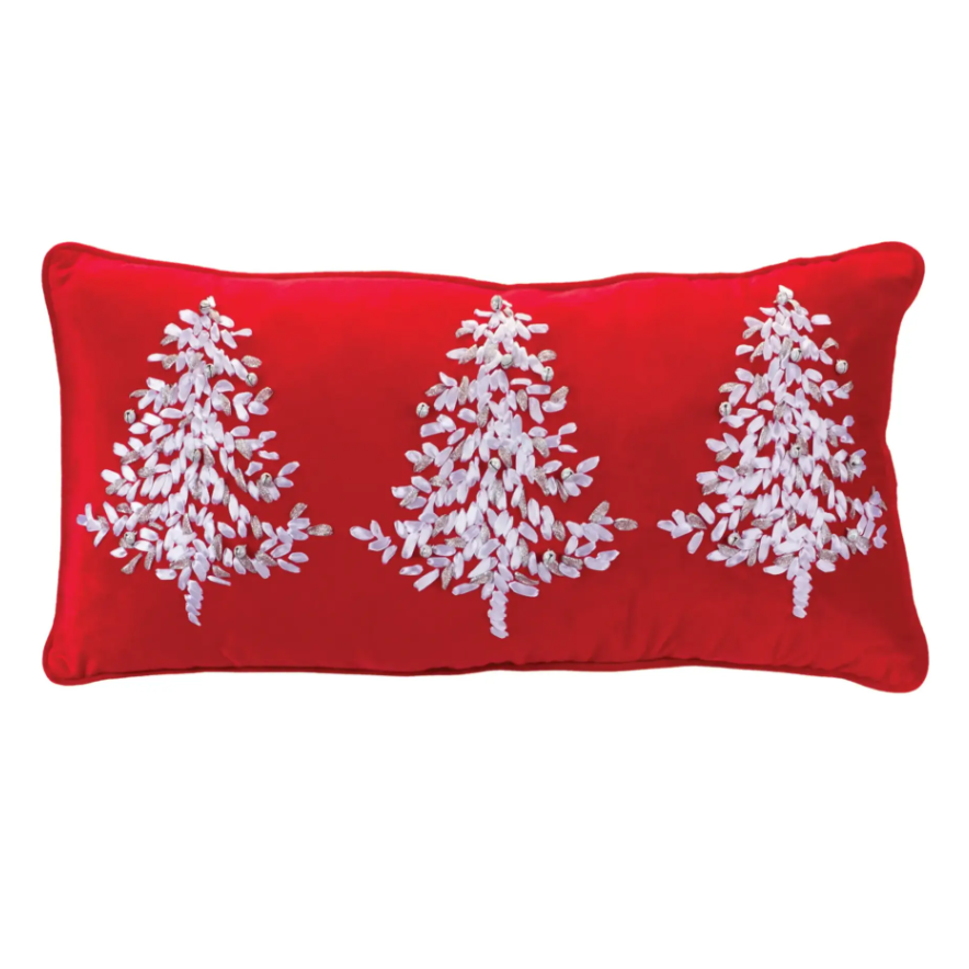 Cojín Navideño Con Árboles En Poliéster, 22.5″