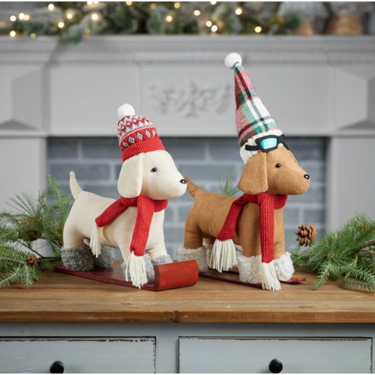 Figura De Perro En Trineo Navideño