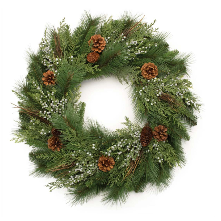 Corona Navideña De Pino Verde Mixto, 30"