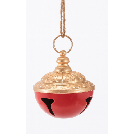 Campana Decorativa Roja en Metal con Yute 5"