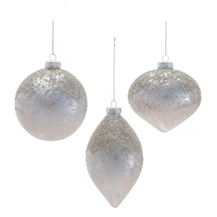 Esfera Navideña Plateada con Escarcha