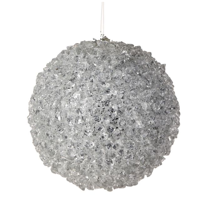 Esfera Navideña Escarchada con Brillo, Plateado