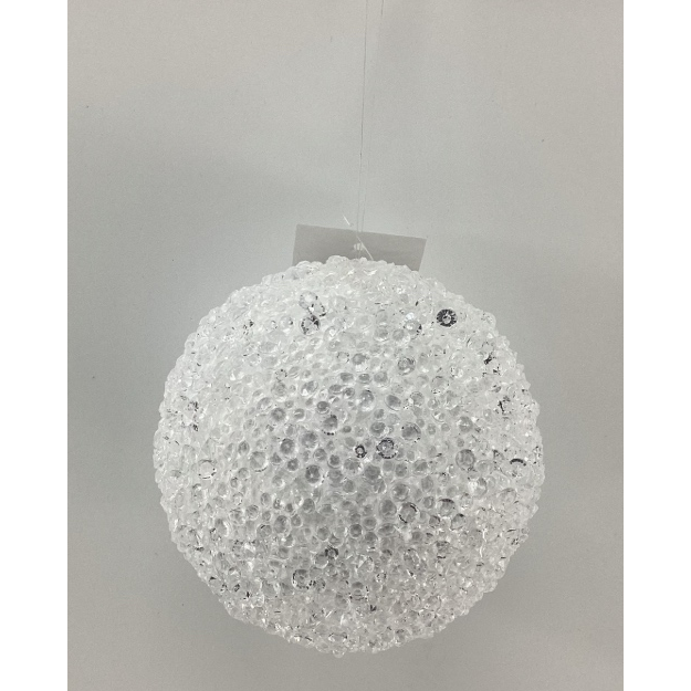 Esfera Navideña Escarchada Blanco con Destellos