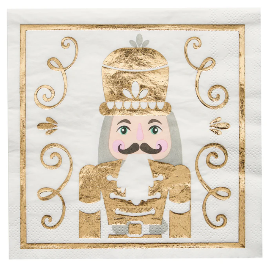 Servilleta para Almuerzo Diseño Cascanueces Dorado – 20 unidades