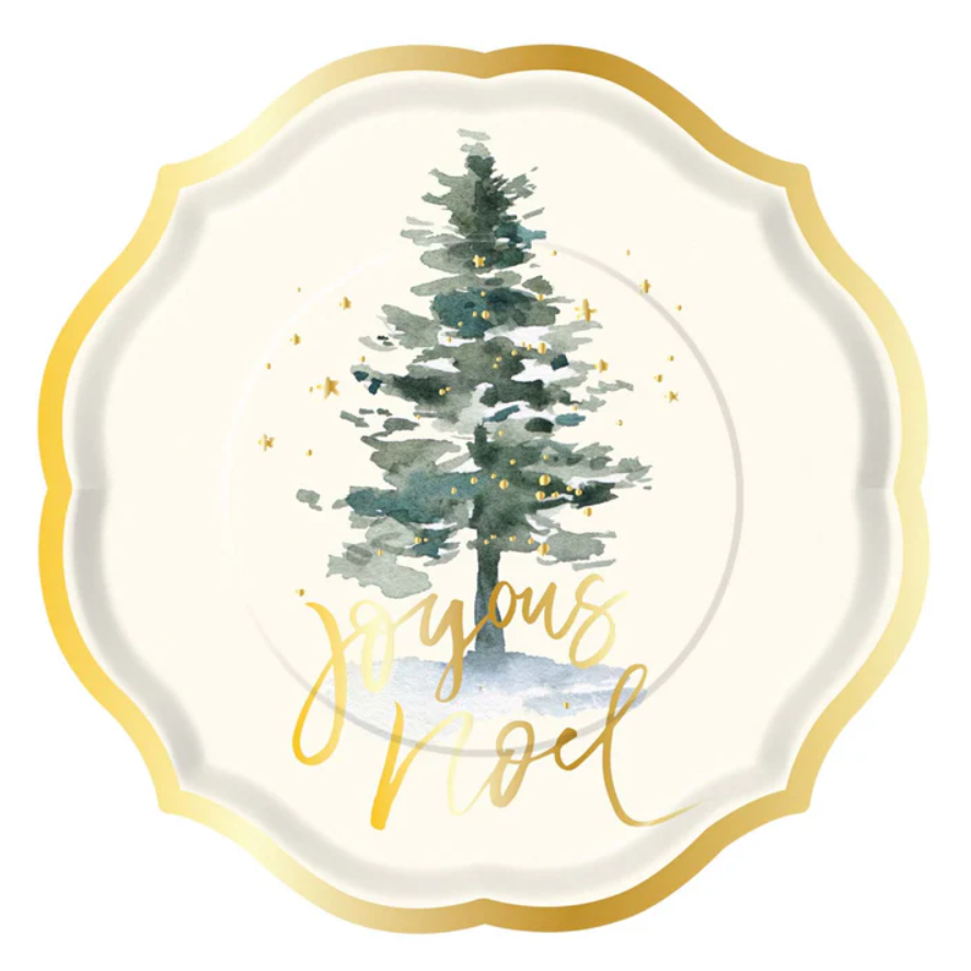 Plato Desechable para Ensalada Diseño Noel – 8 unidades