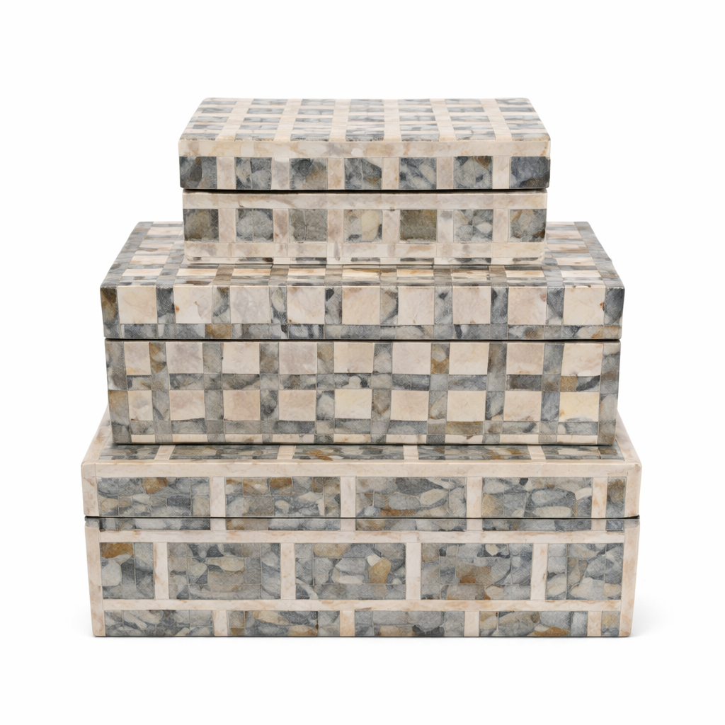 Caja Capiz Diseño Marmoleado Mediana