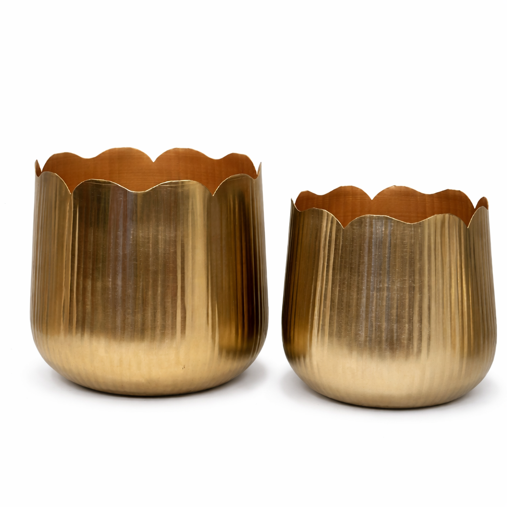 Macetas Tulipán, Doradas 12″