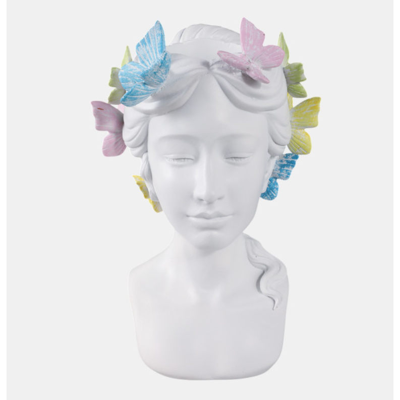 Maceta con Forma de Mujer con Mariposas