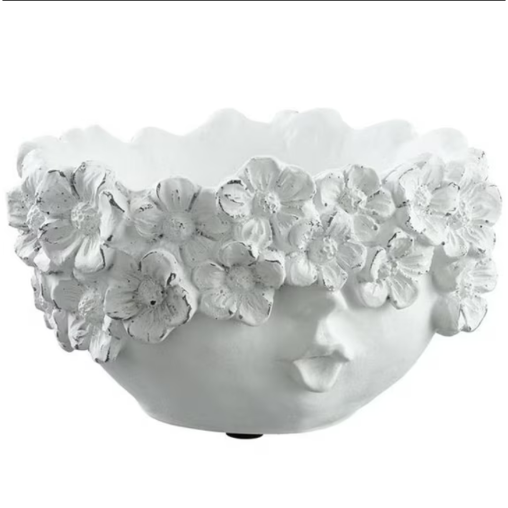 Maceta Decorativa Mujer Floral Blanca Pequeña