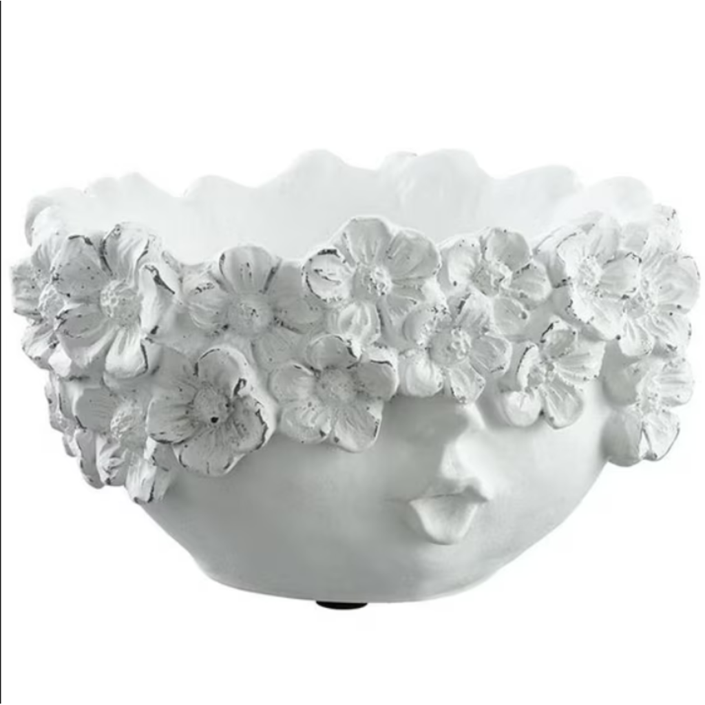 Maceta Decorativa Mujer Floral Blanca Grande