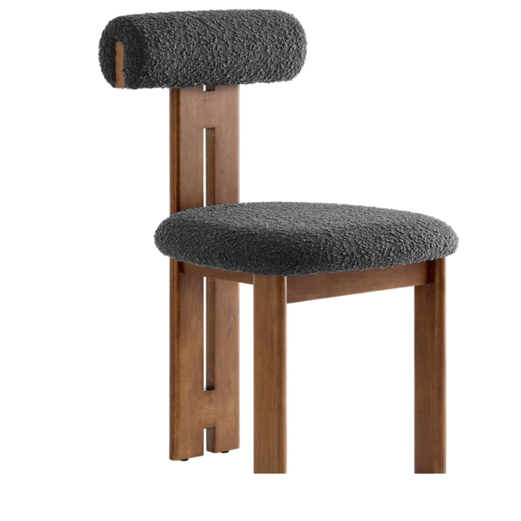 Silla de Comedor en Tela Bouclé Color Charcoal