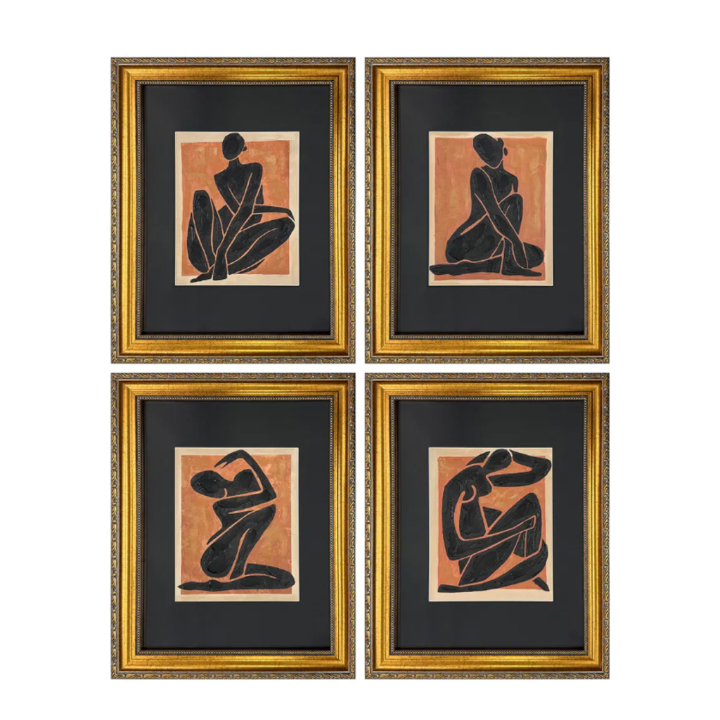 Set de 4 Cuadros Decorativos Figuras Abstractas