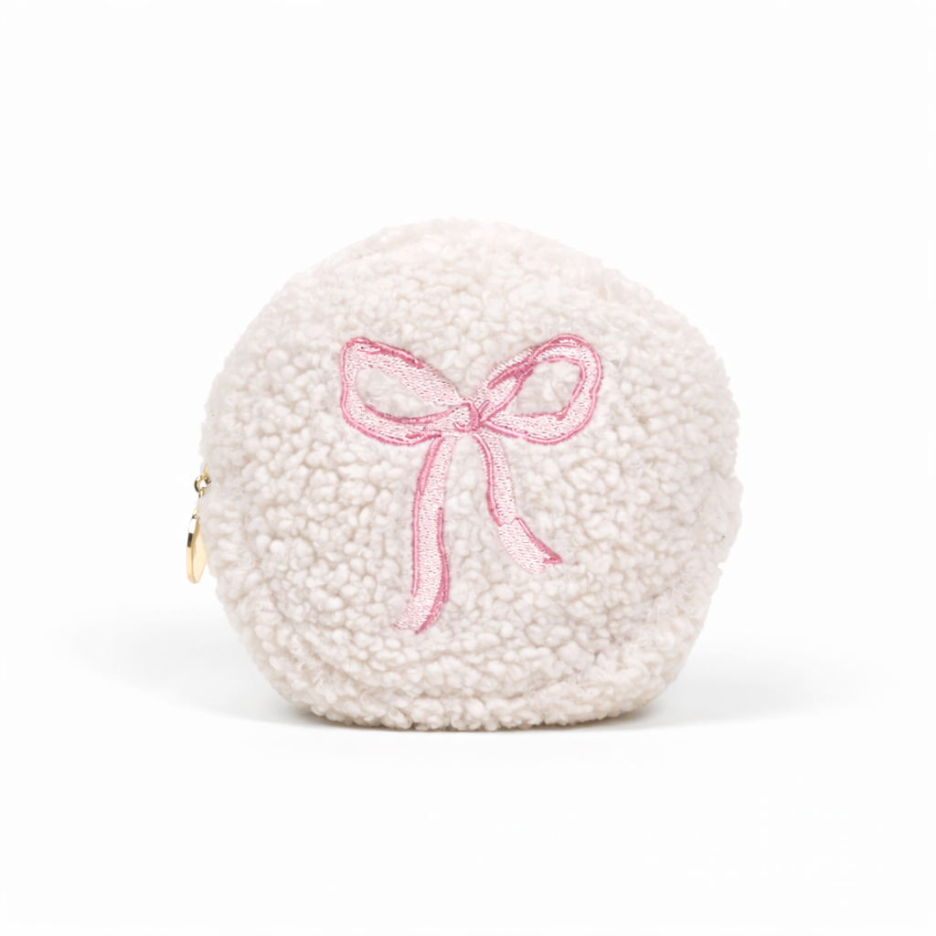 Cosmetiquera Teddy Rosa con Lazo Circular