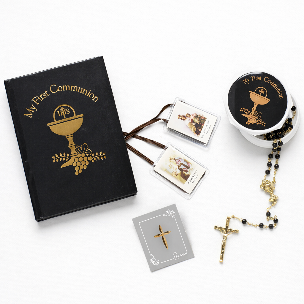 Set de Primera Comunión 5 piezas, Negro con Dorado