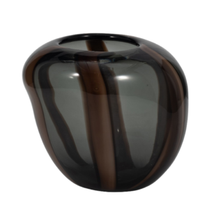Jarrón de Vidrio Rayado Pequeño Bayle 18cm, Café