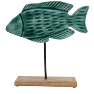 Pez de Madera sobre base 25x25cm, Azul
