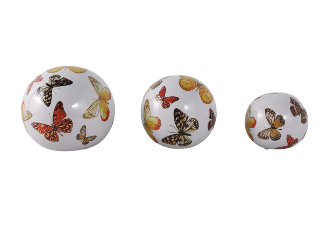 Set de 3 Esferas Estampadas con Mariposas