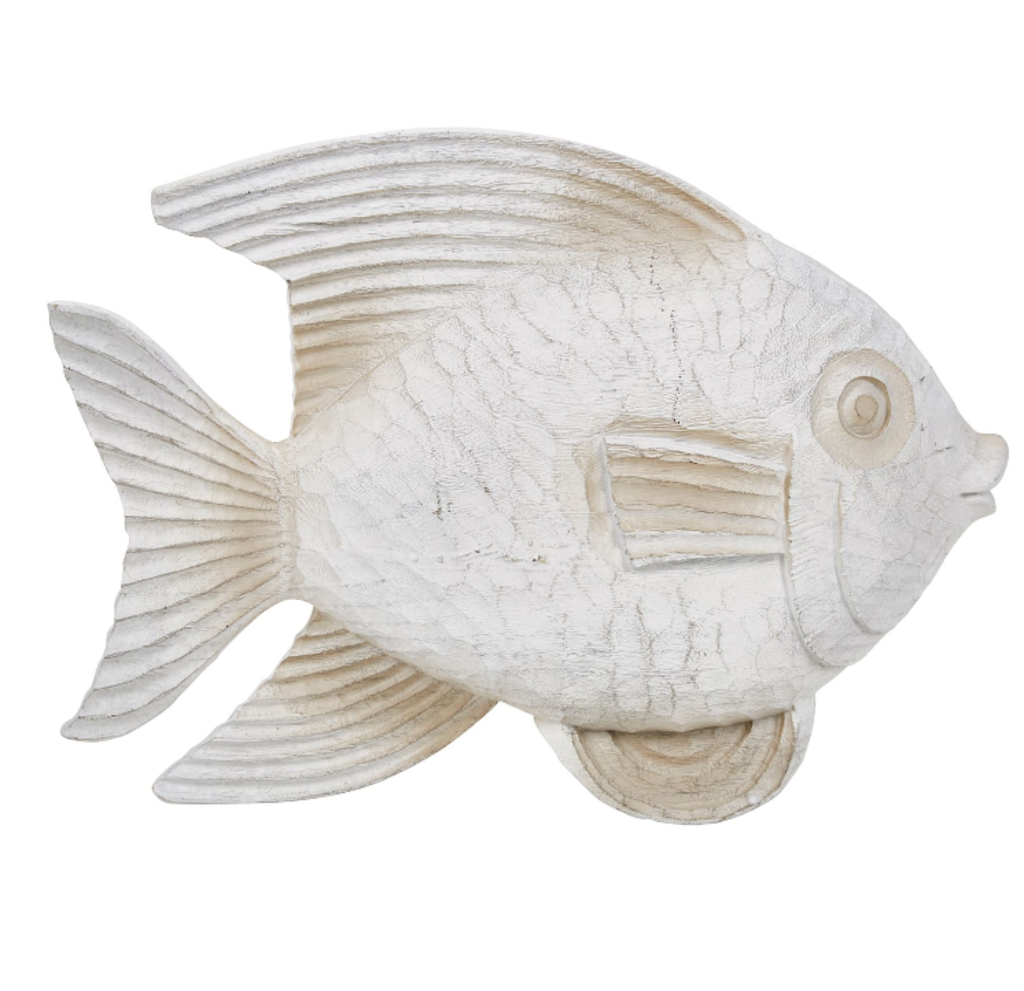 Figura Pez Resina Grande, Blanqueado