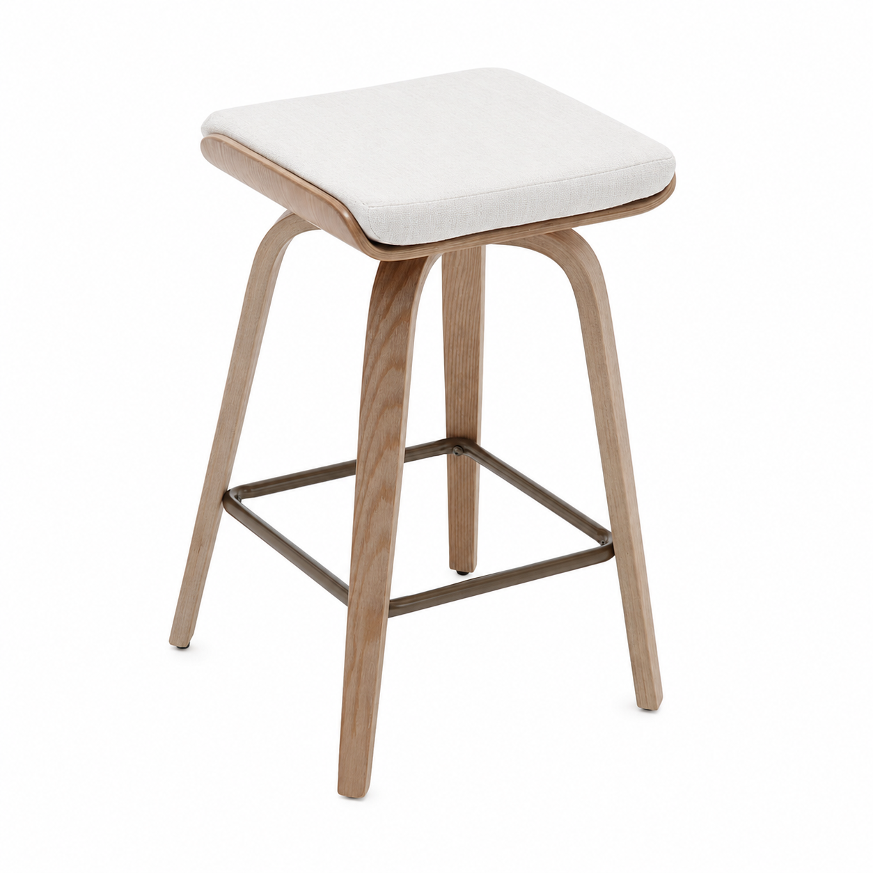 Stool de Madera con Asiento de Cuerina