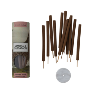 Set de 13 Varillas de Incienso con Base de Mármol, Aroma Mimosa y Cardamomo