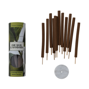 Set de 13 Varillas de Incienso con Base de Mármol, Aroma Lima, Albahaca y Mandarina