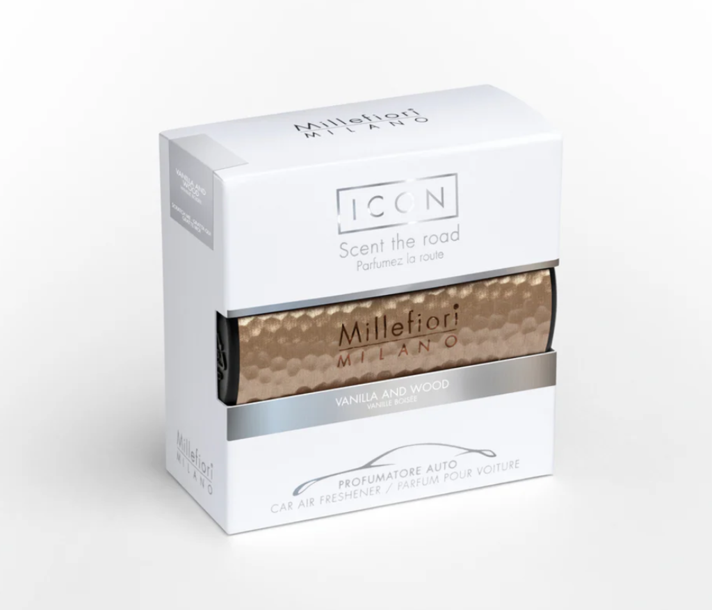 Ambientador de Auto Icon Metal Shades – Vainilla y Madera