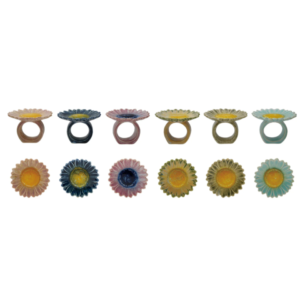 Set de 6 Aros de Servilleta de Cerámica en Forma de Flor