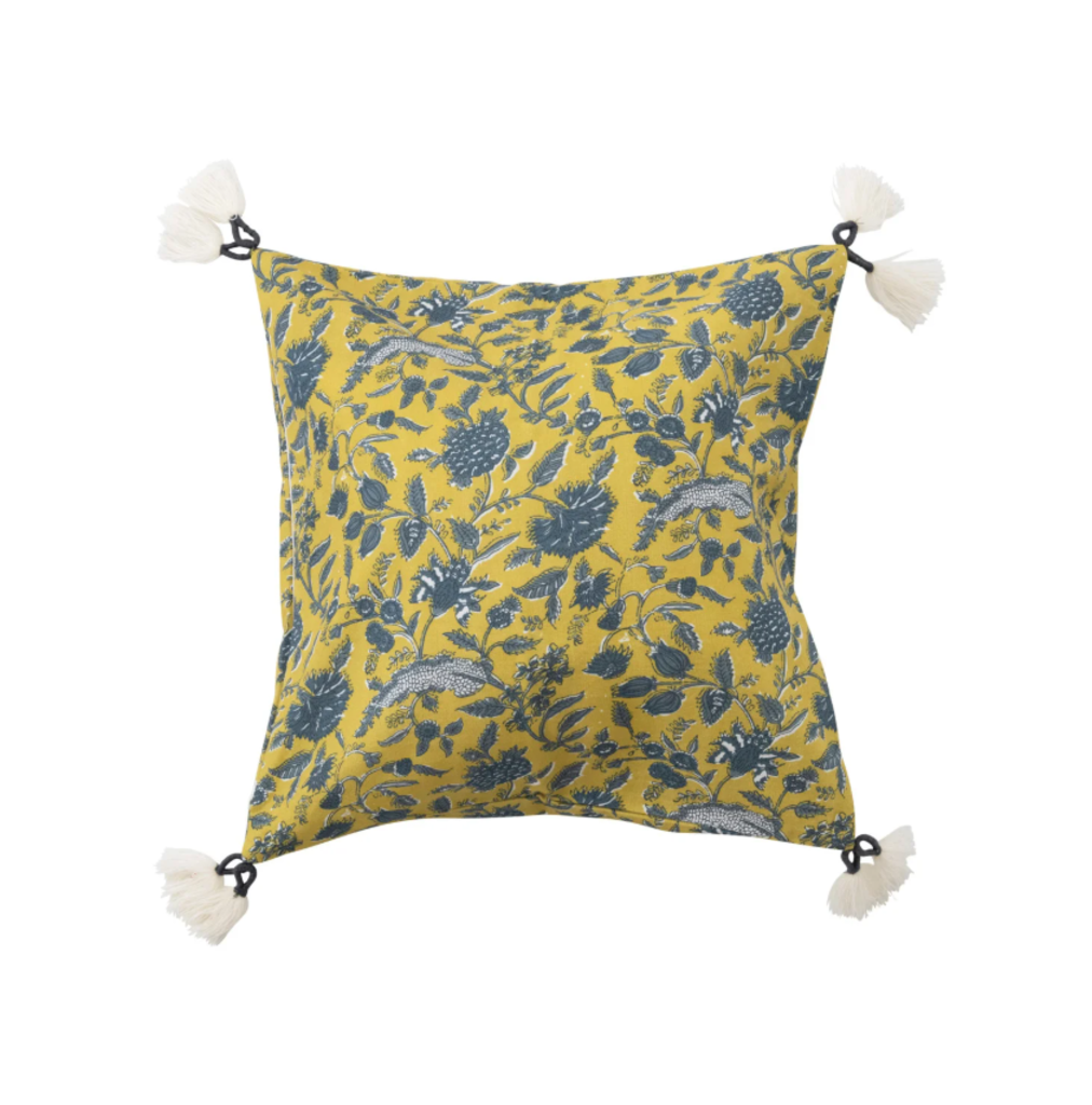 Cojín de Terciopelo con Estampado Floral