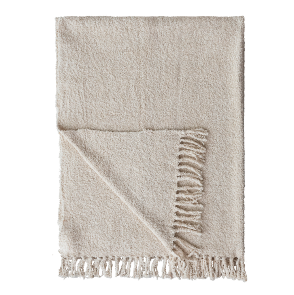 Throw Tejida de Chenilla de Algodón con Flecos