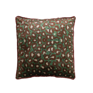 Cojín de Algodón Leopard Print, Verde y Café