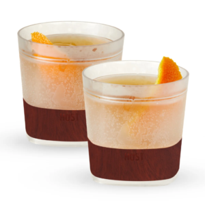 Set de 2  Vasos Whiskey FREEZE con Base de Madera