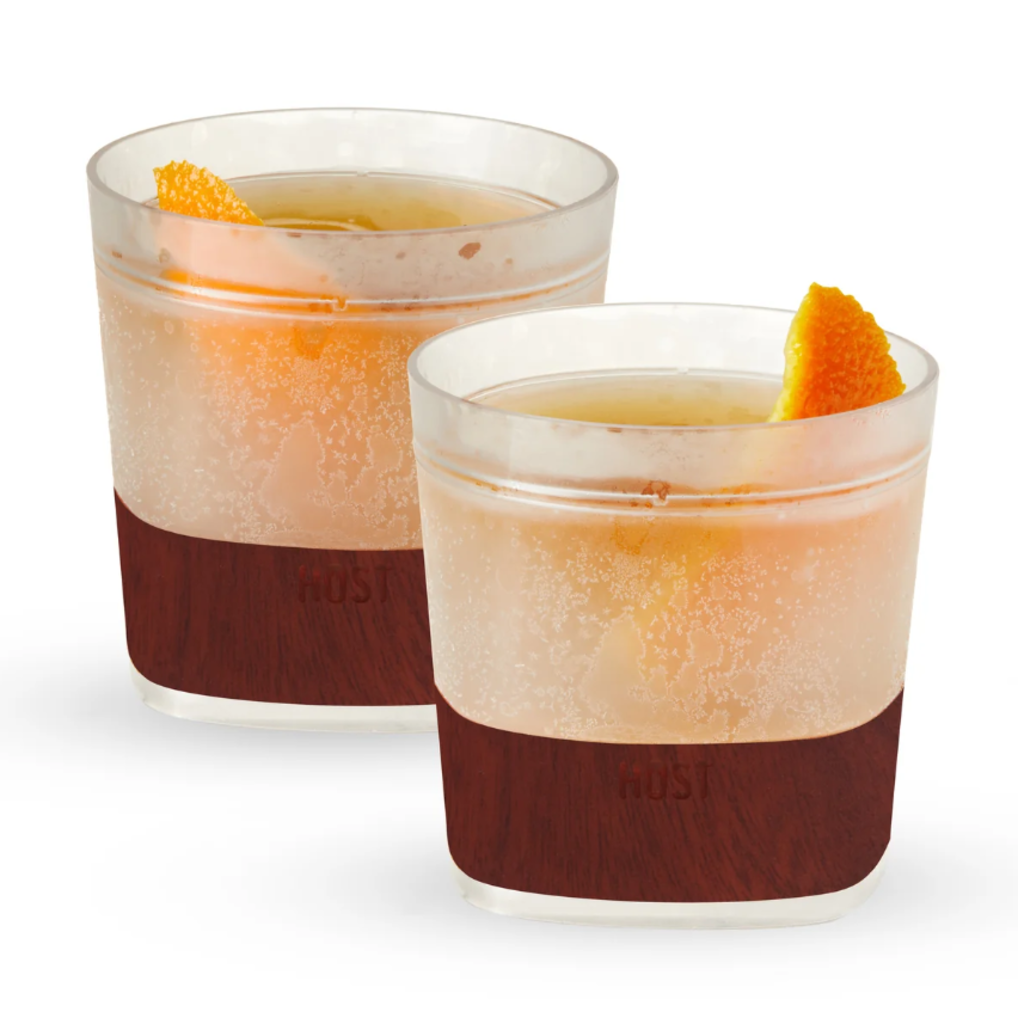 Set de 2  Vasos Whiskey FREEZE con Base de Madera