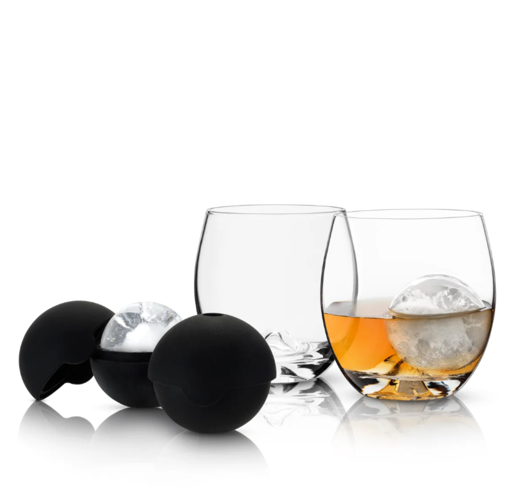 «Set Glacier Rocks 4 Piezas; 2 Moldes de Esfera y 2 Vasos «