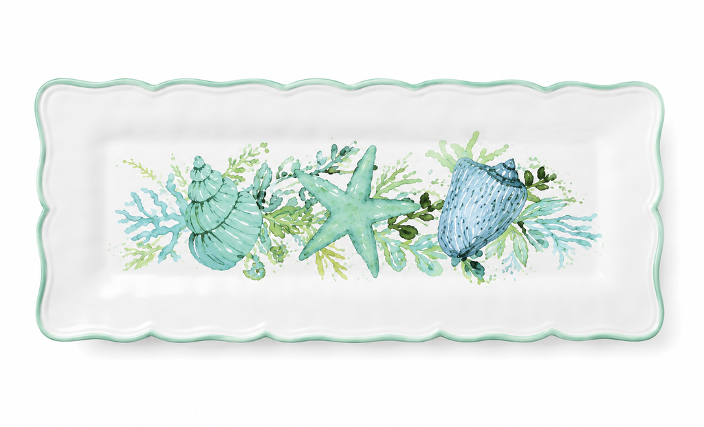 Fuente Rectangular con Asas Sea Glass