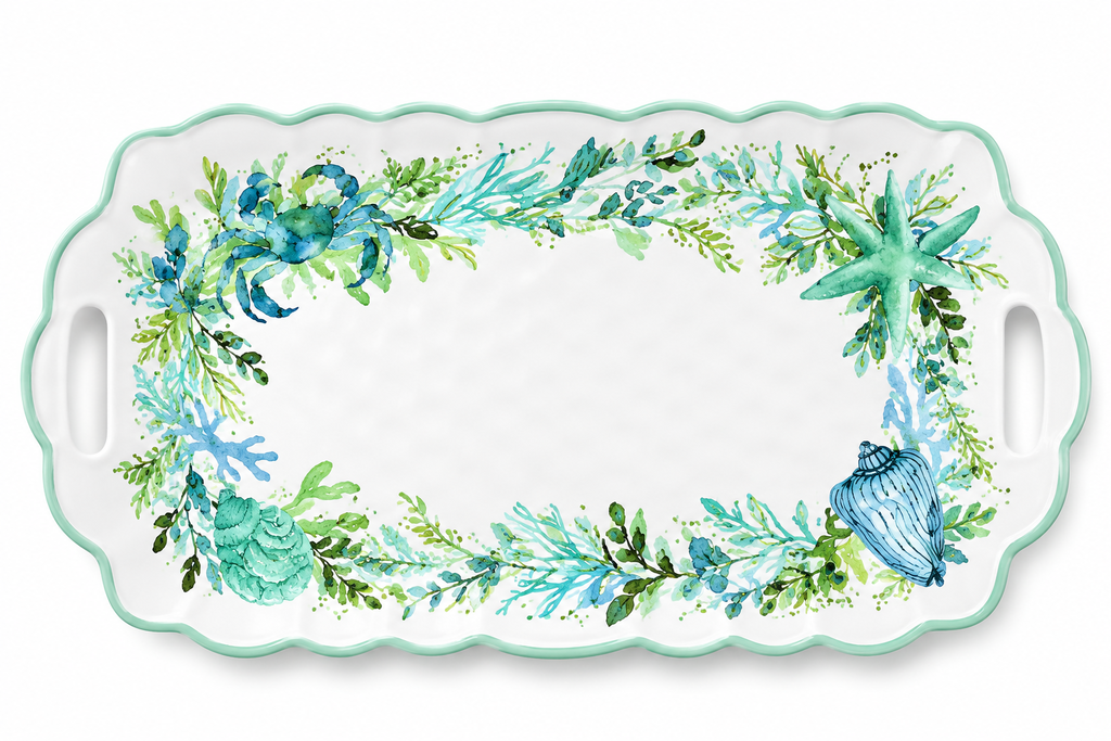 Bandeja Oval Sea Glass con Bowl para Dip
