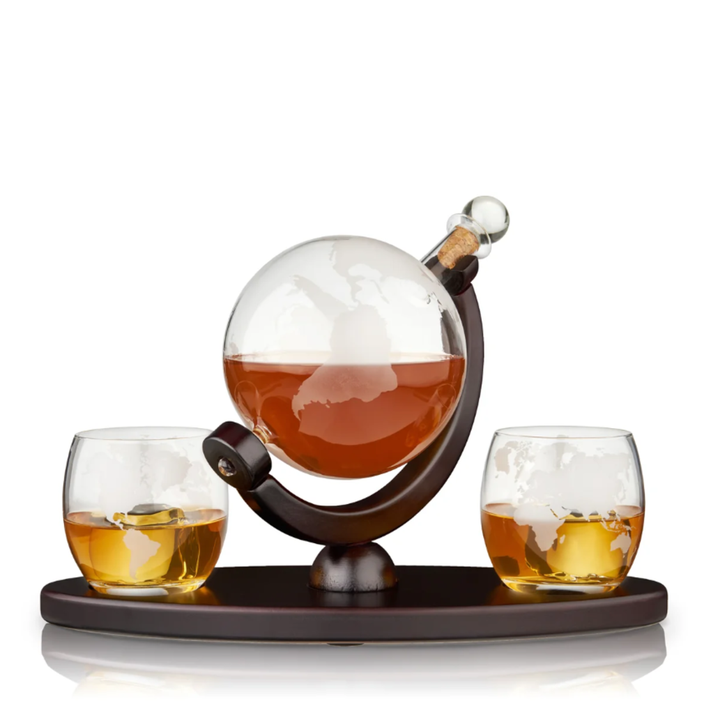 Set Decantador Globo con Vasos de Whisky