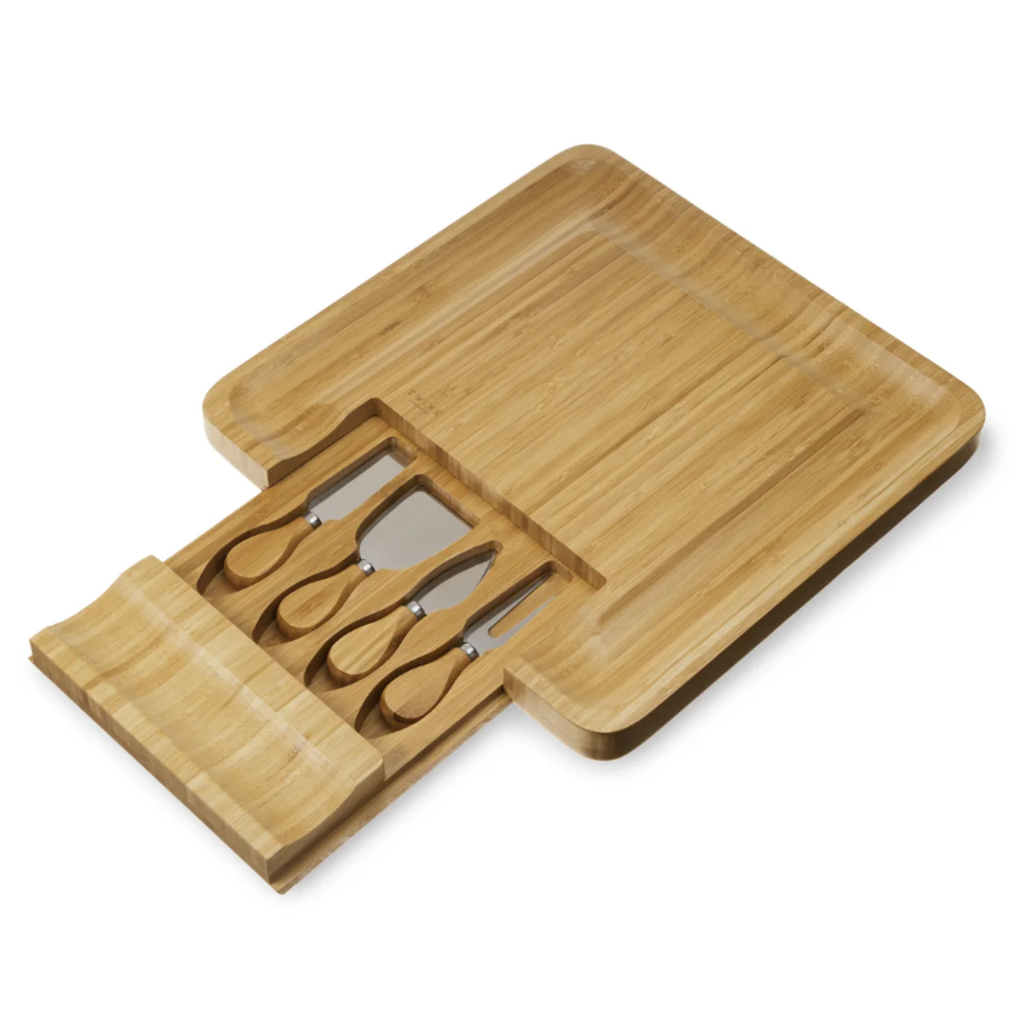 Set de Tabla para Queso de Bambú con Cuchillos