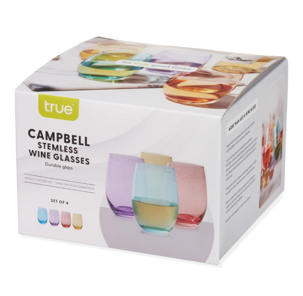 Set de 4 Copas de Vino sin Tallo, Colores