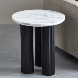 Mesa Auxiliar Forest, Tapa de Mármol, Blanco y Negro