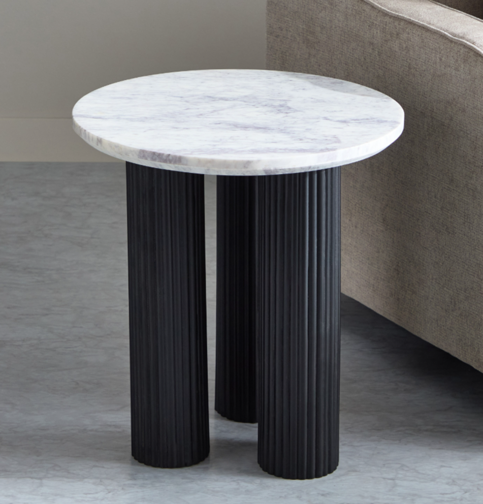 Mesa Auxiliar Forest, Tapa de Mármol, Blanco y Negro