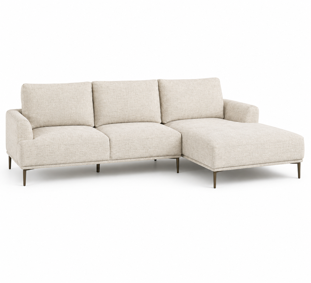 Sala Seccional Gladbach con Chaise Derecho, Café Claro