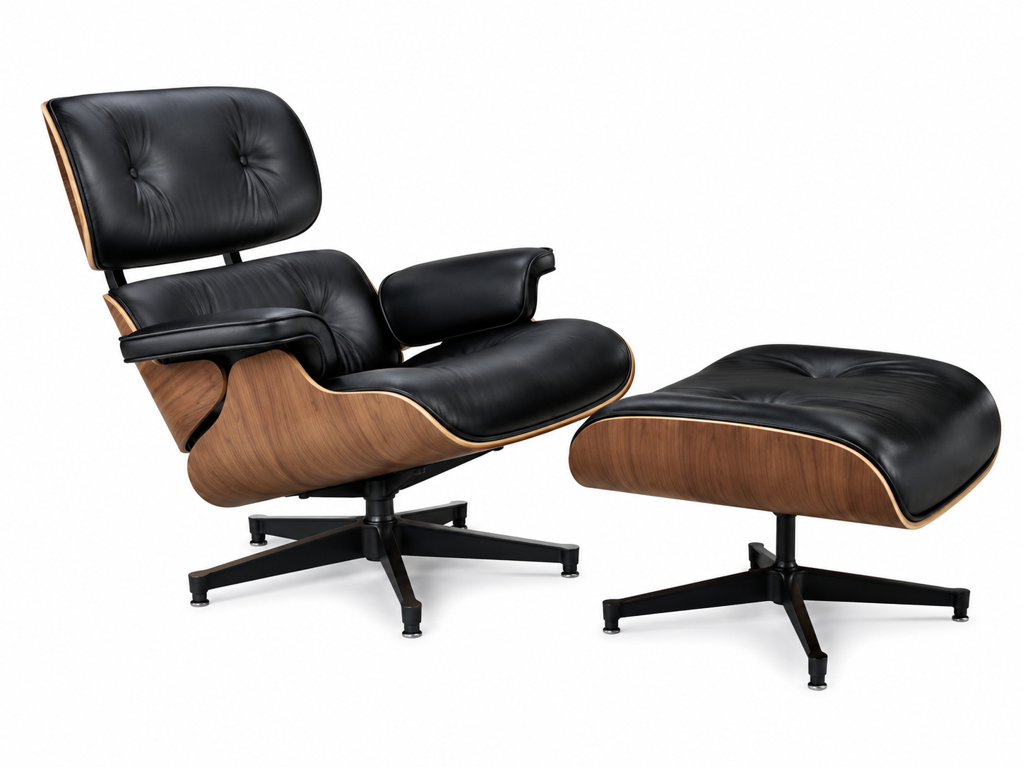Silla Lounge con Ottoman, Estilo Vitra Black