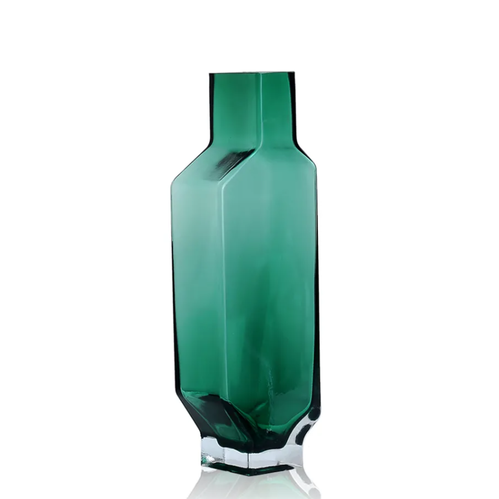 Jarrón de Vidrio Artístico Alargado Verde