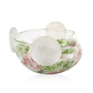 Bowl Decorativo en Tonos Verde y Rosa.