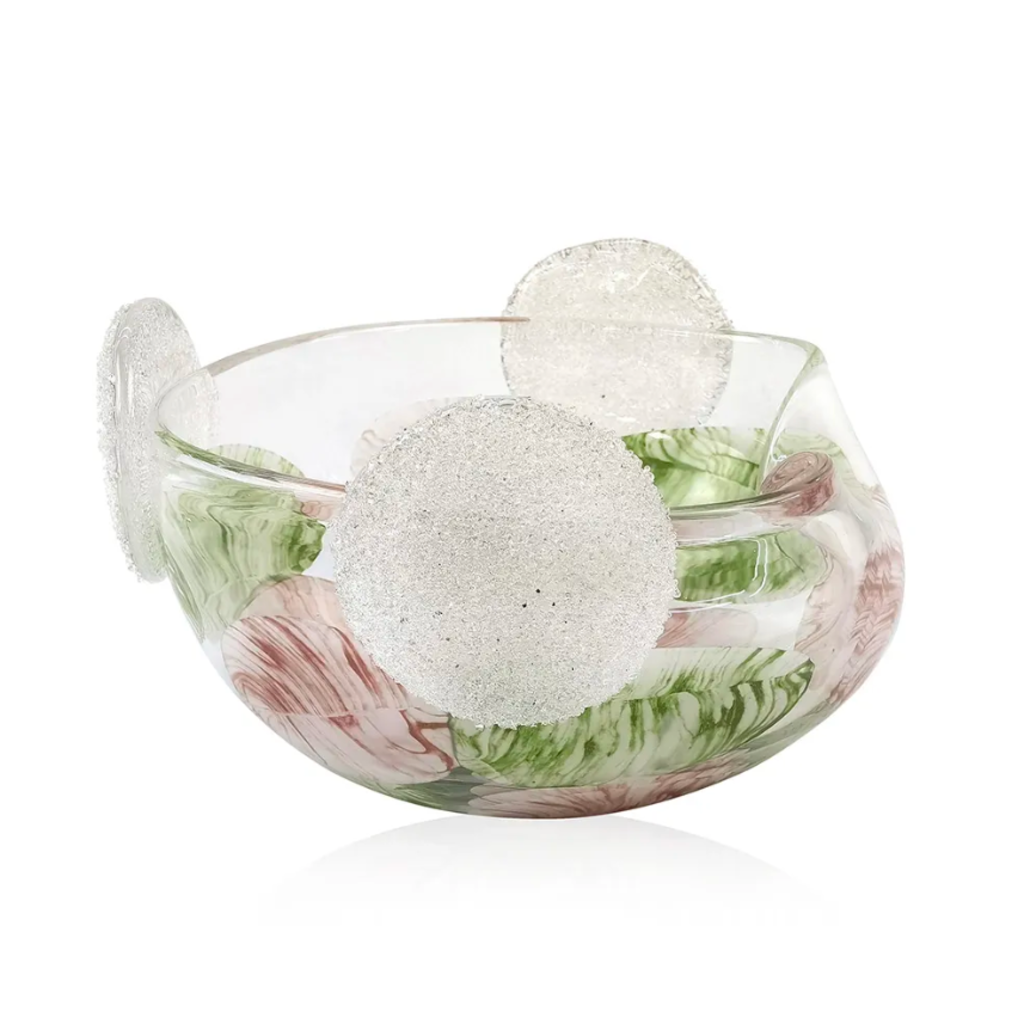 Bowl Decorativo en Tonos Verde y Rosa.